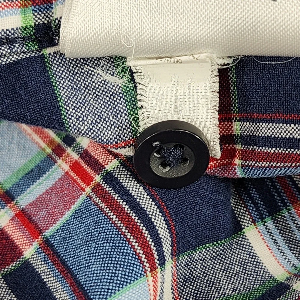 Eddie Bauer sz XL Men‎ Button Up Shirt Plaid Blue Red Green White Short Sleeve